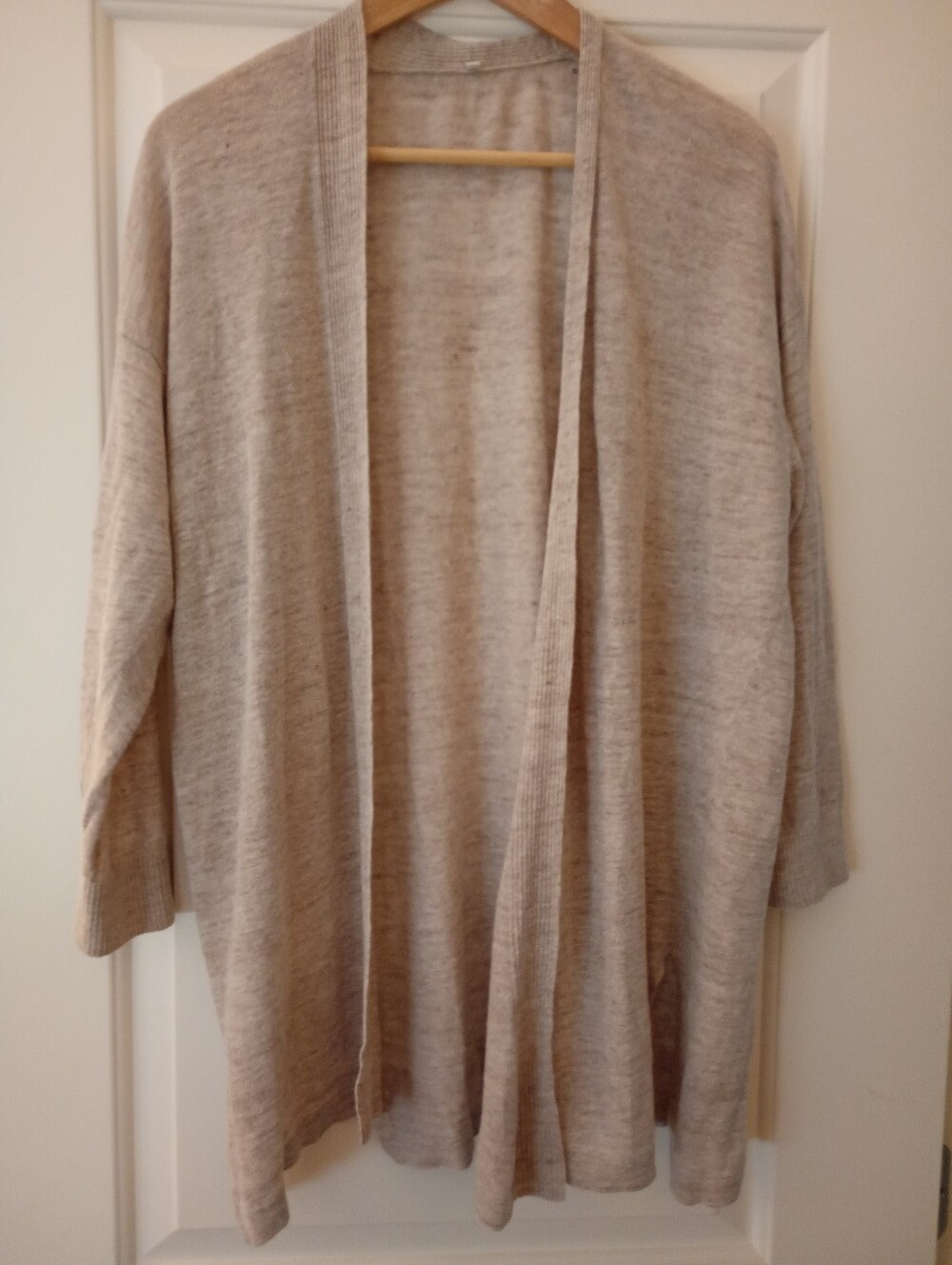 Light Oatmeal Beige Open-Front Cardigan Sweater | ML